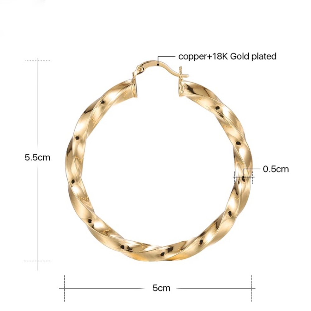 NWOT twisted gold hoop earrings - Picture 3 of 6